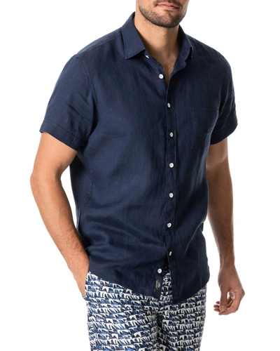 Rodd & Gunn Men's Ellerslie Solid Linen Sport Shirt In Midnight