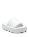 Balenciaga Rise Lambskin Slide Platform Sandals In White Black