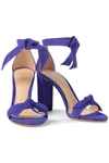 Alexandre Birman Clarita Leather-trimmed Tweed Sandals In Purple