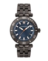 Versace Men's 41mm Greca Sport Bracelet Watch In Black/blue