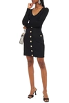 Balmain Button-embellished Wool-twill Mini Skirt In Black