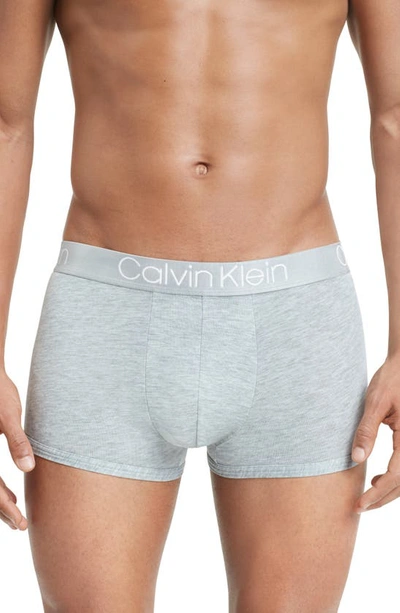 Calvin Klein Ultrasoft Stretch Modal Trunks In Grey Heather/ White