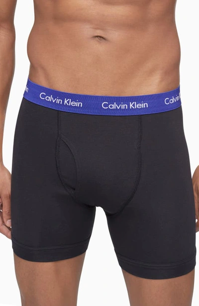 Calvin Klein 3-pack Moisture Wicking Boxer Briefs In Black/black