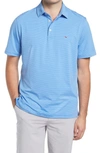 Vineyard Vines Stripe Sankaty Short Sleeve Performance Polo In Maui Blue