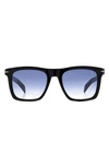 David Beckham Eyewear 51mm Gradient Rectangular Sunglasses In Black Silver