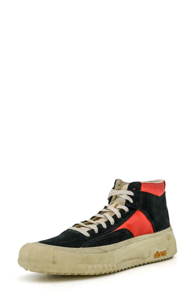 Brandblack Capo Dirty High Top Trainer In Black Red