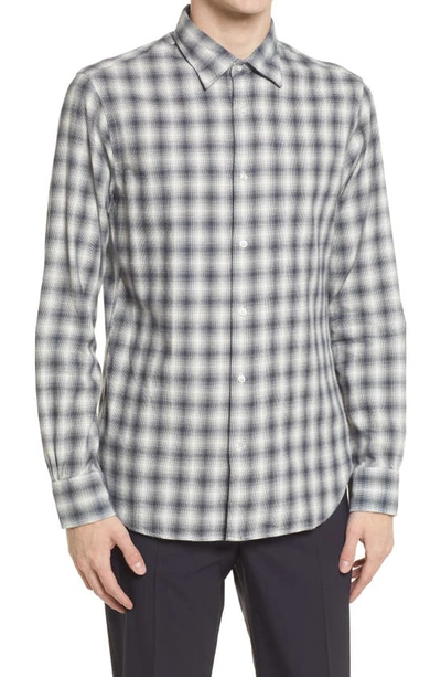 Officine Generale Giacomo Checked Organic Cotton-blend Shirt In Grey