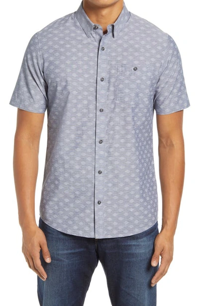 Travismathew Whatta Catch Geo Print Short Sleeve Button-up Shirt In Mood Indigo