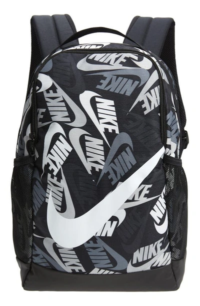 Nike Kids' Brasilia Allover Print Backpack In Black/black/white