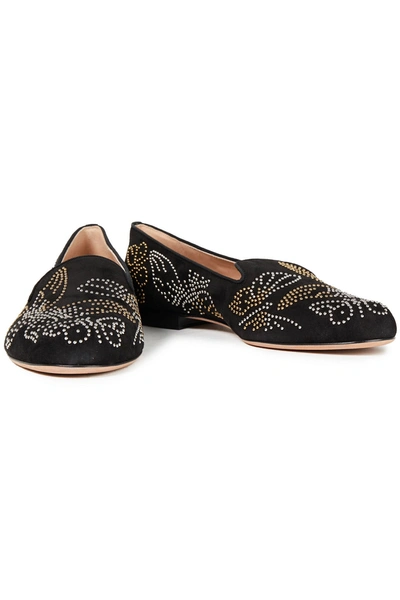 Valentino Garavani Studded Suede Loafers In Black