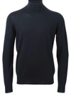 Drumohr Turtleneck Merino Wool Sweater With Ribbed Edge In Blue