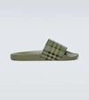 Burberry Furley Vintage-check Rubber Slides In Green