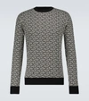 Balmain Monogram-jacquard Cotton-jersey Sweatshirt In Black