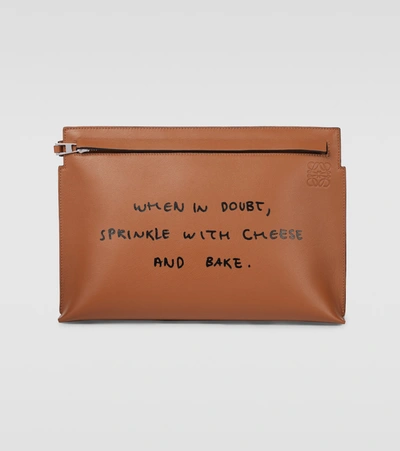 Loewe T Words Pouch In Brown