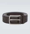 Bottega Veneta Intreccio Motif Leather Belt In Brown