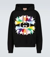 Gucci Interlocking G Star Burst Print Cotton Sweatshirt In Black