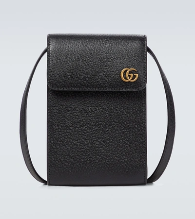 Gucci Gg Marmont皮革邮差包 In Black