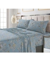 Tribeca Living Colmar Printed 300 Thread Count Cotton Sateen Extra Deep Pocket Sheet Set Twin Xl Sheet Set Bedding In Sky Blue