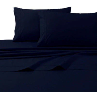 Tribeca Living 300 Thread Count Cotton Percale Extra Deep Pocket Cal King Sheet Set Bedding In Midnight Blue