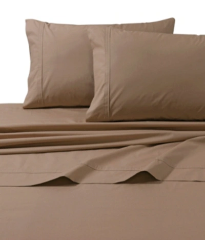 Tribeca Living 300 Thread Count Cotton Percale Extra Deep Pocket Cal King Sheet Set Bedding In Coffee