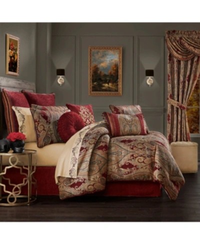 J Queen New York Rousseau King 4 Piece Comforter Set Bedding In Red