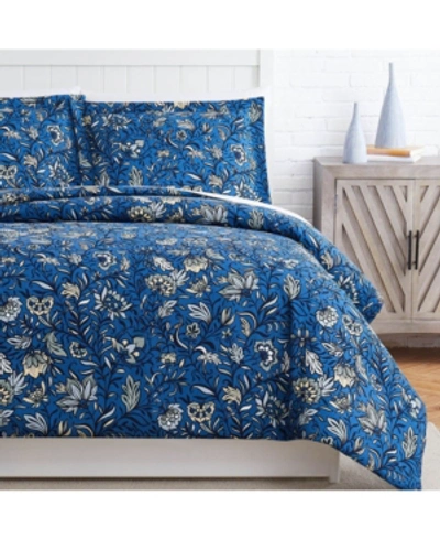 Southshore Fine Linens Blooming Blossoms Extra Soft 3 Pc. Duvet Cover Set, King/california King In Blue