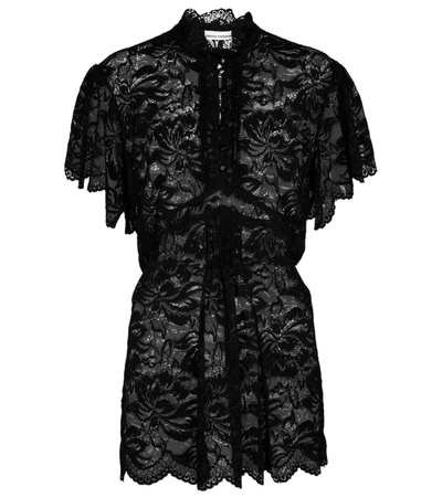 Rabanne Lace-embroidered Sheer Blouse In Black