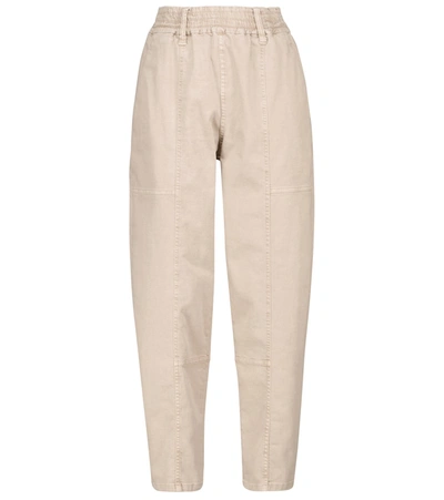 Brunello Cucinelli High-rise Straight Cotton-blend Pants In Beige