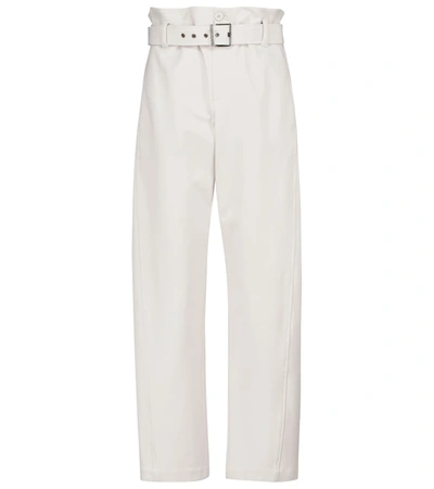 Brunello Cucinelli Paperbag Waist Pleated Cotton & Linen Pants In White