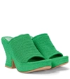 Bottega Veneta Wedge Knit Slide Wedge Platform Sandals In Green