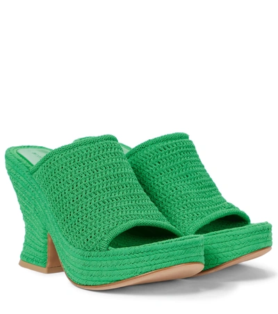 Bottega Veneta Mule Wedge Sandals In Green