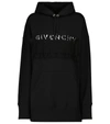 GIVENCHY LACE-TRIMMED COTTON HOODIE,P00573211