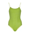 Oseree Lumière Stretch-lurex Swimsuit In Green
