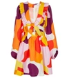 Rebecca Vallance Del Rio Bow-embellished Linen-blend Mini Dress In Multicoloured