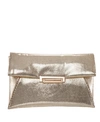 Nina Jaklyn Embossed Snake Textured Clutch In Gold In Gold-tone