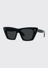 Celine Acetate Butterfly Sunglasses In 01a Shiny Black S