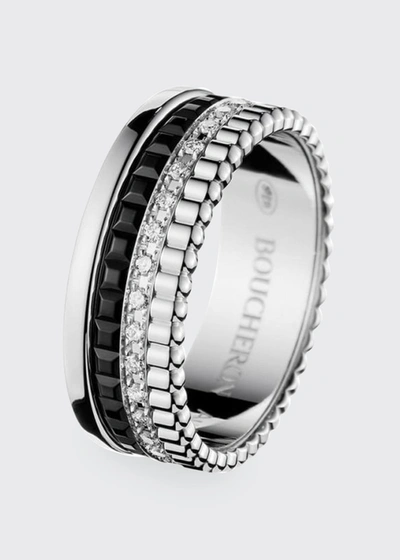 Boucheron 18kt White Gold Quatre Black Diamond Small Ring In White Gold Black