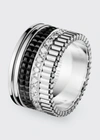 BOUCHERON QUATRE LARGE RING IN WHITE GOLD WITH DIAMONDS AND BLACK PVD,PROD166270250