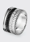 Boucheron Quatre Large Ring In White Gold With Diamonds And Black Pvd