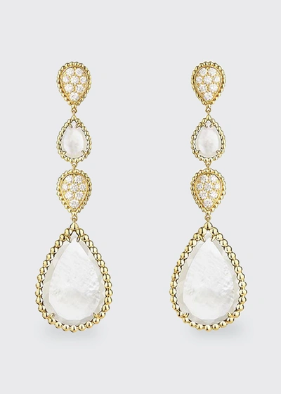 Boucheron Serpent Boheme Diamond And Mother-of-pearl Earrings In Yellow Gold In Multi
