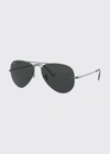 Ray Ban Men's Polarized Metal Aviator Sunglasses, 62mm In Dark Gunmetal