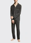 Eberjey William Contrast-piping Stretch-jersey Pyjama Set In Charcoal Heatheri