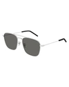 Saint Laurent Men's Square Double-bridge Metal Sunglasses In Gray