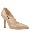 Nine West Flax Womens Pumps Leather Heels In Light Natural Leather