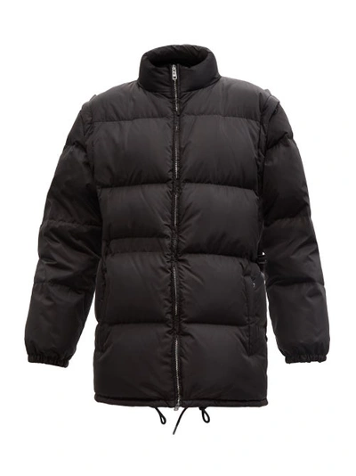Prada Detachable-sleeve Recycled-fibre Down Coat In Black