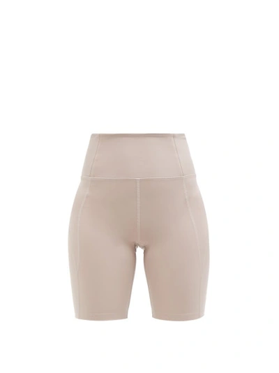 Girlfriend Collective High Waist Bike Shorts In Beige,brown