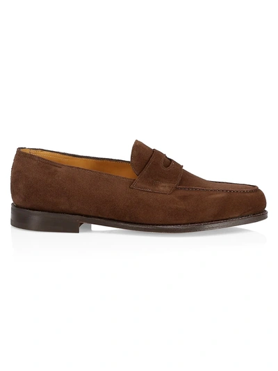 John Lobb Men's Lopez Suede Penny Loafers In Brown