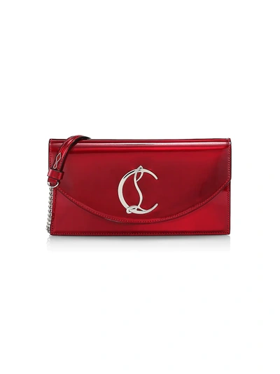 Christian Louboutin Loubi54 Psychic Patent Leather Clutch-on-strap In Red