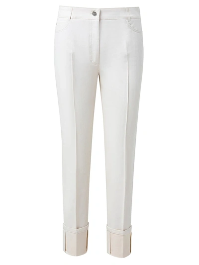 Akris Farid Double Face Cotton & Silk Blend Bootcut Pants In Ecru