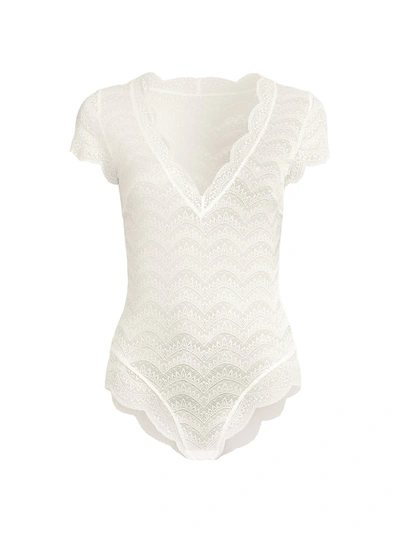 Simone Perele Karma Scalloped Lace Bodysuit In Ivory